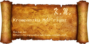Krompaszky Máriusz névjegykártya